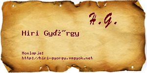 Hiri György névjegykártya